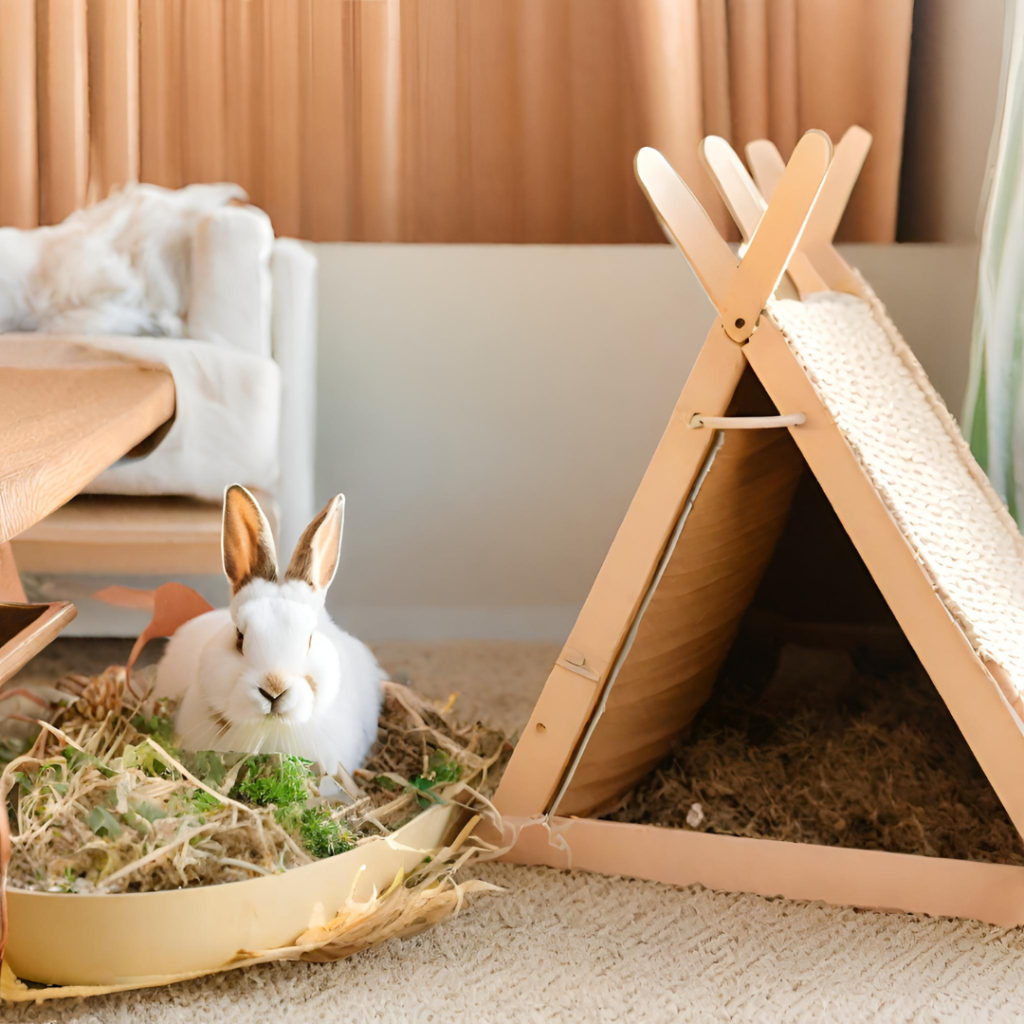 Espace détente pour lapin